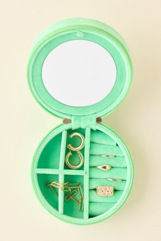 Kitty Cat Embroidered Velvet Travel Jewelry Case #1