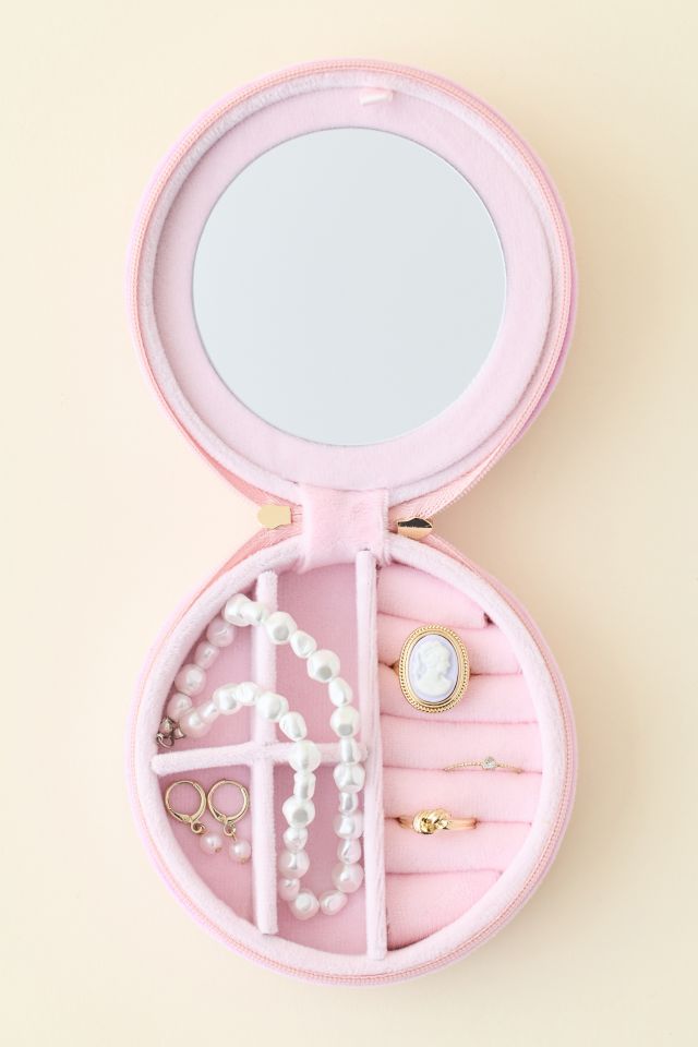 Rose Embroidered Velvet Travel Jewelry Case #1