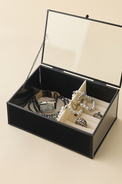 Metal Lift-Top Jewelry Box