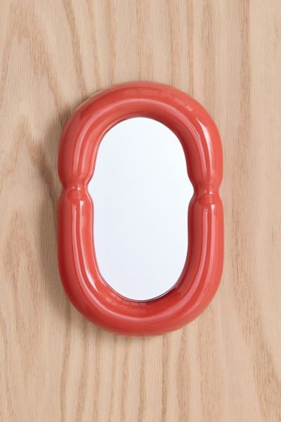 Urban Outfitters Ceramic Framed Tabletop & Wall Mirror In Orange At