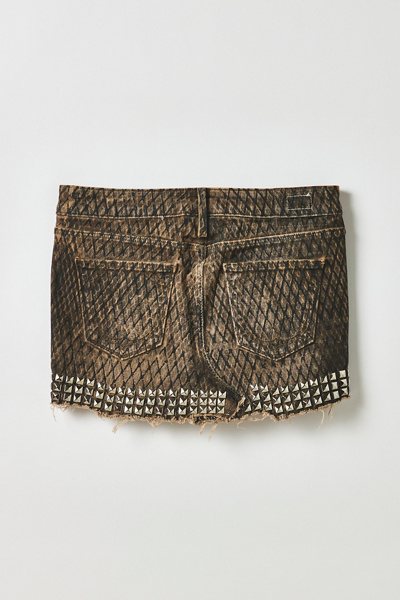 Vintage By My Grrl Printed Stud Detail Raw Hem Mini Skirt