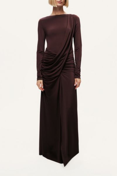 Nocturne Asymmetric Draped Open-Back Dress