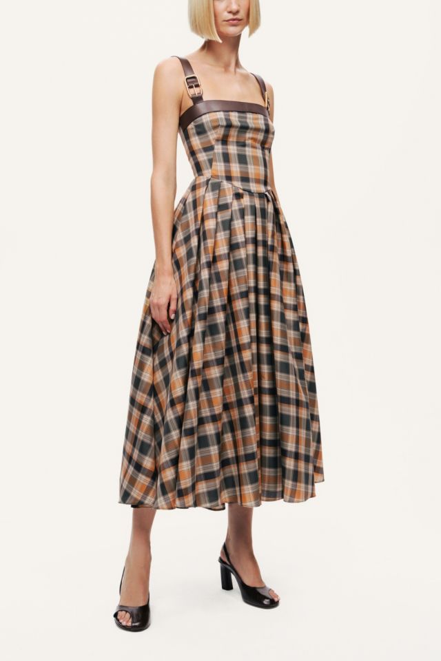 Nocturne Plaid Pleated Midi Dress #1