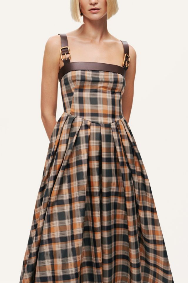 Nocturne Plaid Pleated Midi Dress #2