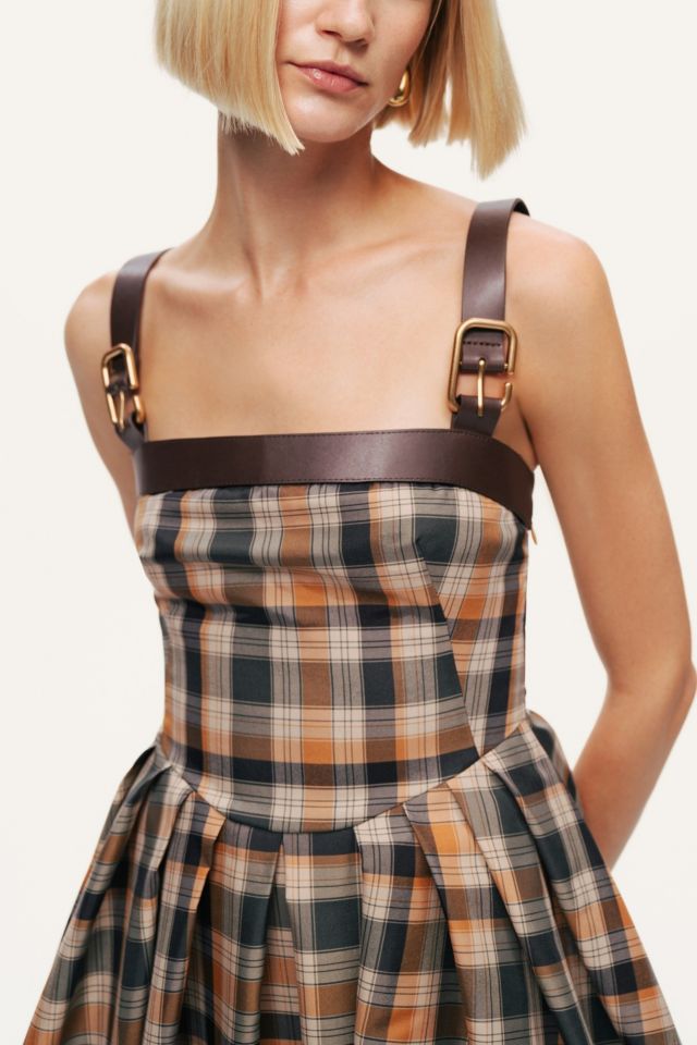 Nocturne Plaid Pleated Midi Dress #3