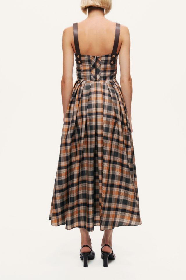 Nocturne Plaid Pleated Midi Dress #4