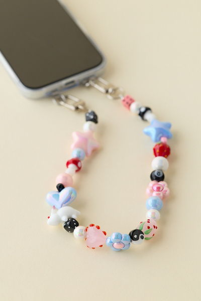 Velvet Luna Pink & Blue Beads Phone Strap