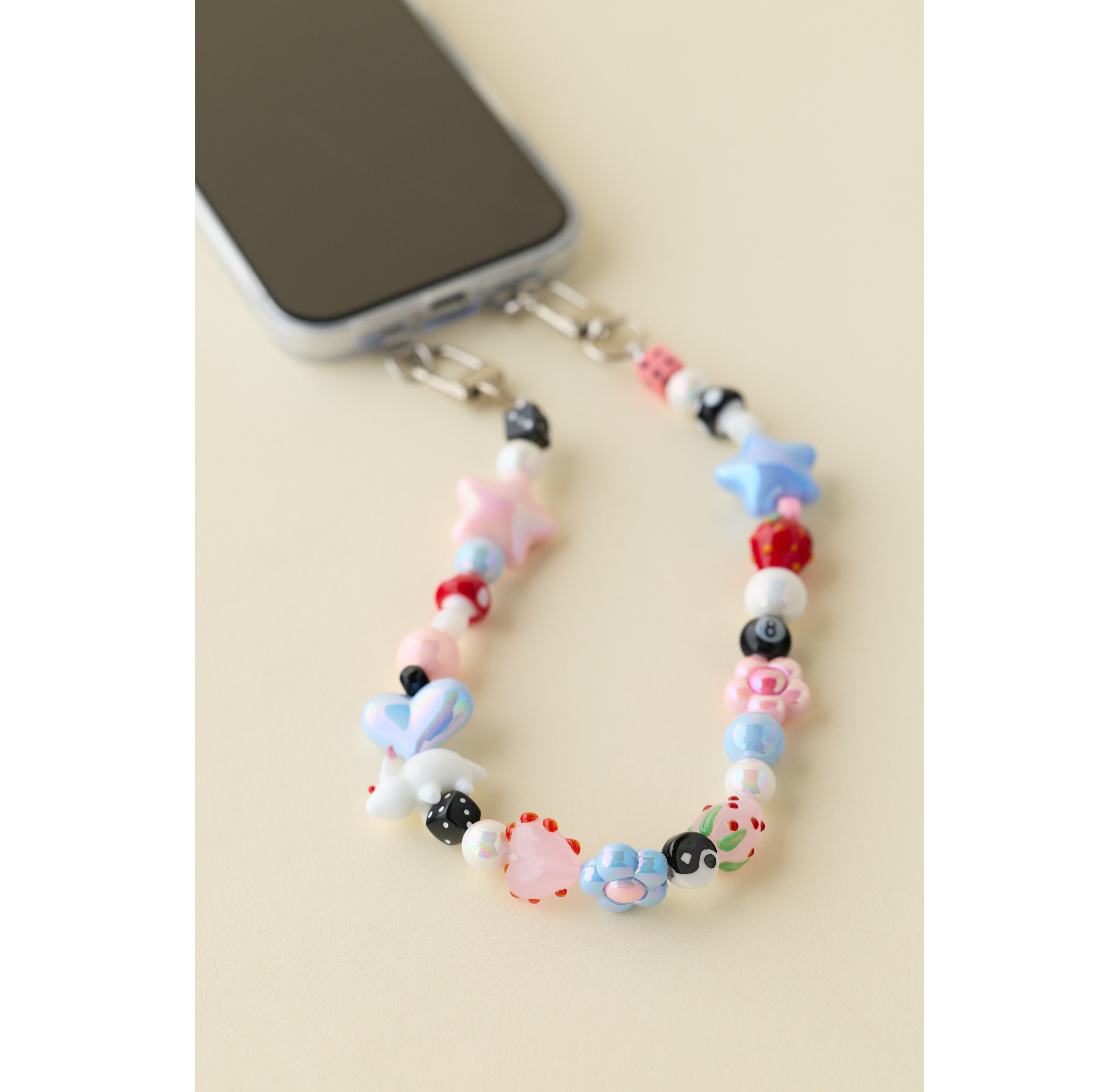 Velvet Luna Pink & Blue Beads Phone Strap