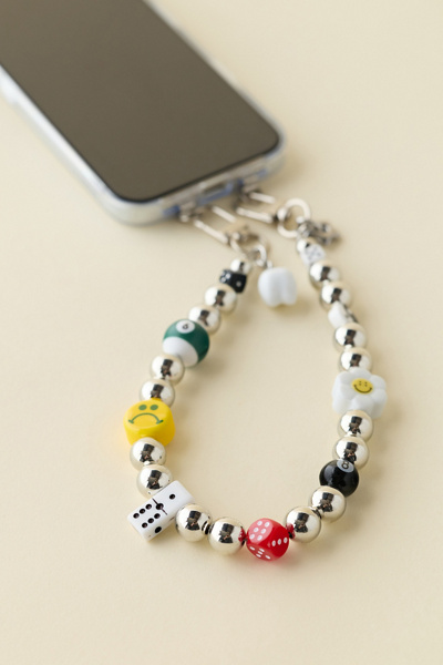 Velvet Luna Silver Beads & Ceramic Charms Phone Strap