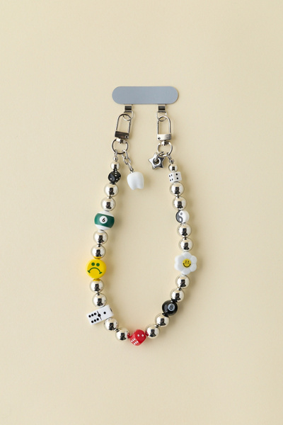 Velvet Luna Silver Beads & Ceramic Charms Phone Strap