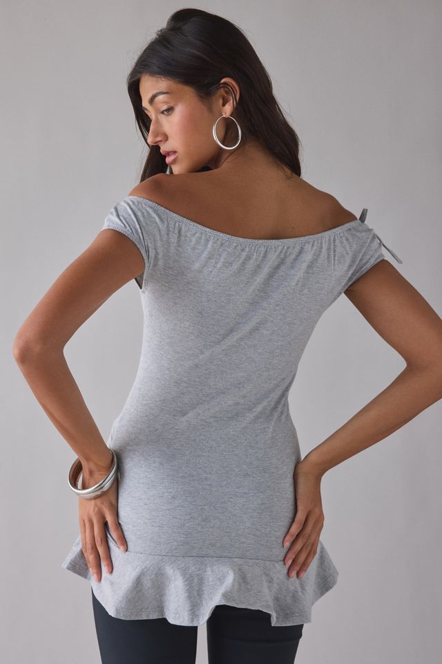 Motel Kanao Off-The-Shoulder Ruffle Tunic Top #2