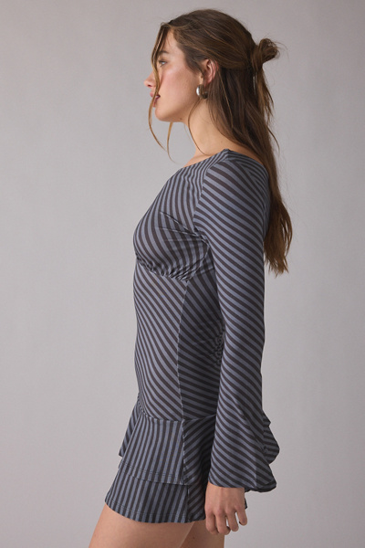 Motel Hongsai Asymmetric Boatneck Long Sleeve Mini Dress