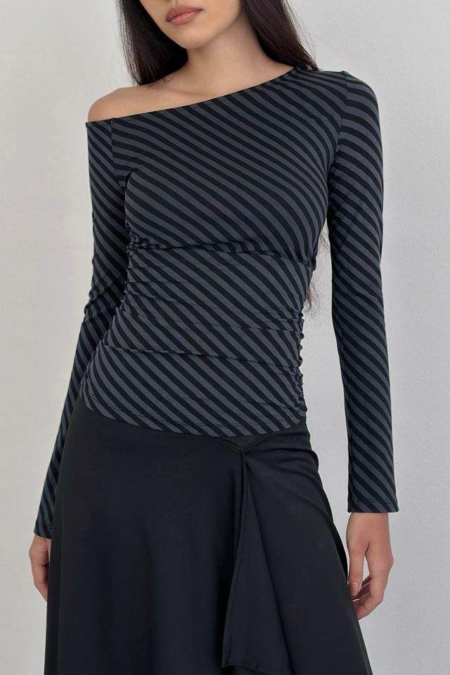Motel Hoang Asymmetric Off-Shoulder Long Sleeve Top #1