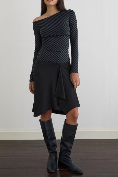 Motel Hoang Asymmetric Off-Shoulder Long Sleeve Top