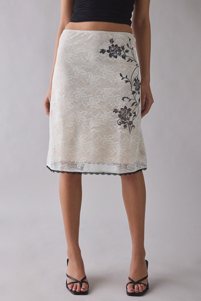 Motel Laykha Lace Slip Midi Skirt