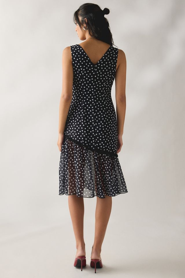 asymmetrical seam midi slip dress Motel Sovira Asymmetric Chiffon Polka Dot trimmed hem and lace Vintage lace slip dress Kenna Yellow Satin Strapless Variant:Medium