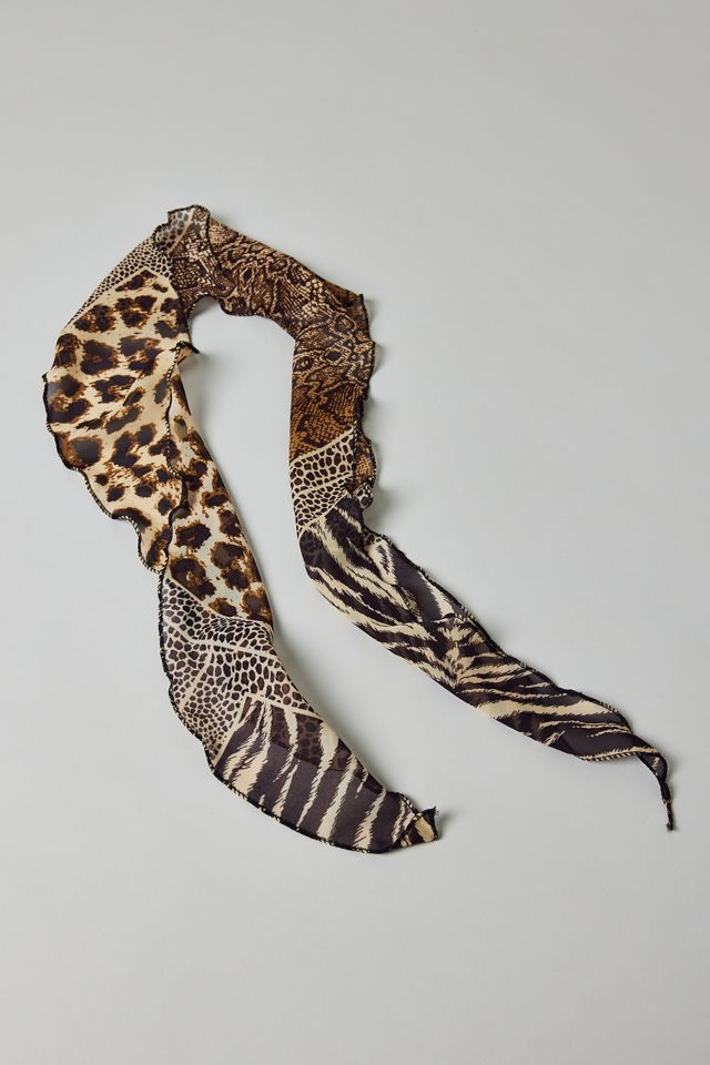 Sheer Patterned Skinny Wrap Scarf #1