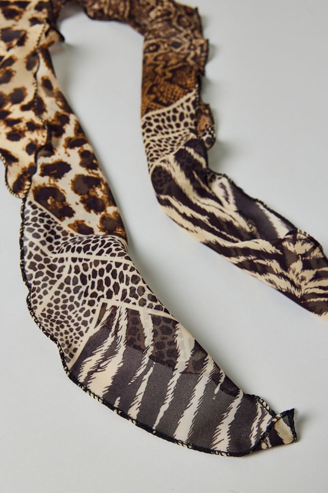 Sheer Patterned Skinny Wrap Scarf #2