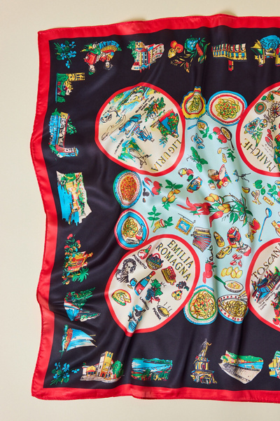 Destination Pattern Satin Scarf