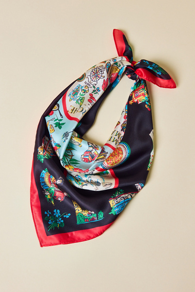 Destination Pattern Satin Scarf