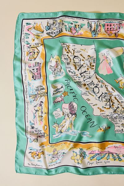 Destination Pattern Satin Scarf