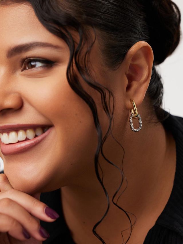 Ana Luisa Ash Double Two Tone Double Hoop Earrings #2