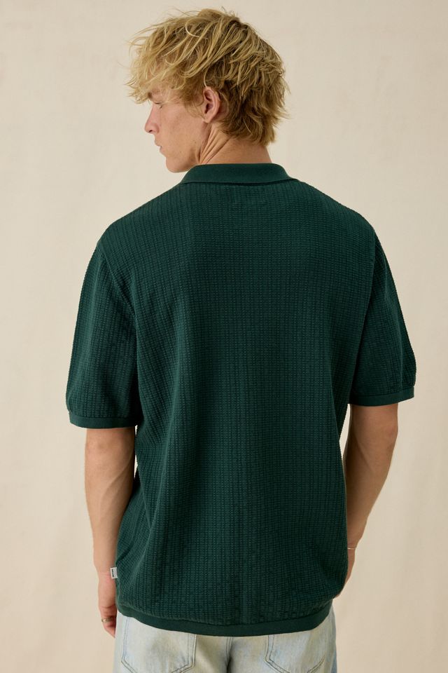 Chandail polo à manches courtes en tricot texturé à boutons Rhythm #1