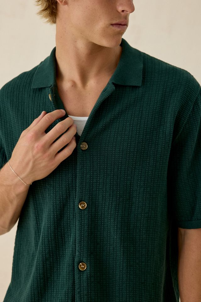 Chandail polo à manches courtes en tricot texturé à boutons Rhythm #2