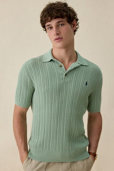 Polo Ralph Lauren Mesh Knit Cotton Quarter Zip Sweater | Urban