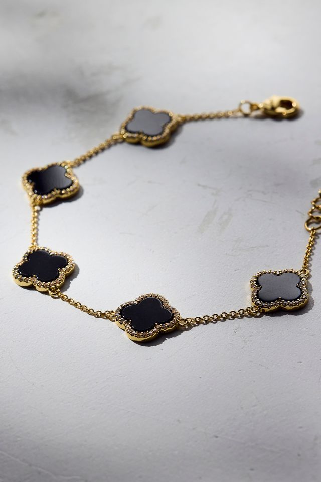 Clover Charm Rhinestone Chain Bracelet #1