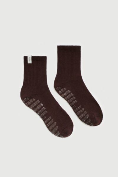 Fraise Espresso Classic Crew Grip Socks In Brown