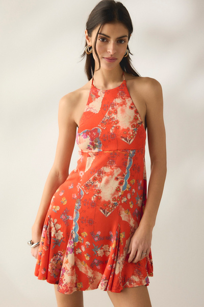 Kimchi Blue Short Story High Neck Halter Mini Dress in Red, Women’s at Urban Outfitters