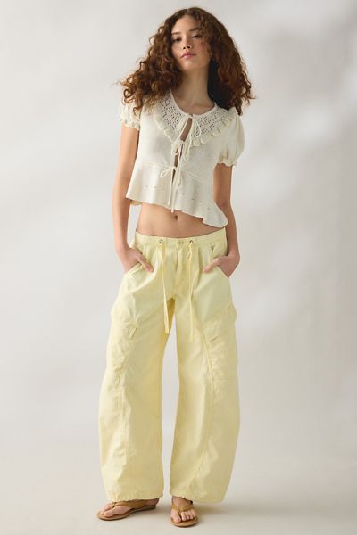 Kimchi Blue Sabrina Tie-Front Flyaway Short Sleeve Sweater