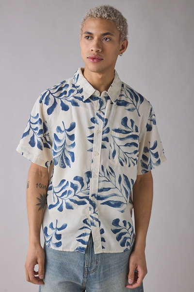 BDG Patterned Baggy Short Sleeve Shirt Top in Printed Palm Leaves, Men’s at Urban Outfitters