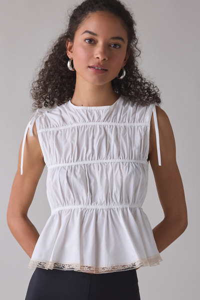 Zemeta Ball Lace White Sleeveless Top | Urban Outfitters