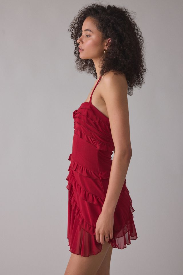 Zemeta Verry Berry Rose Ruffle Halter Neck Mini Dress #2