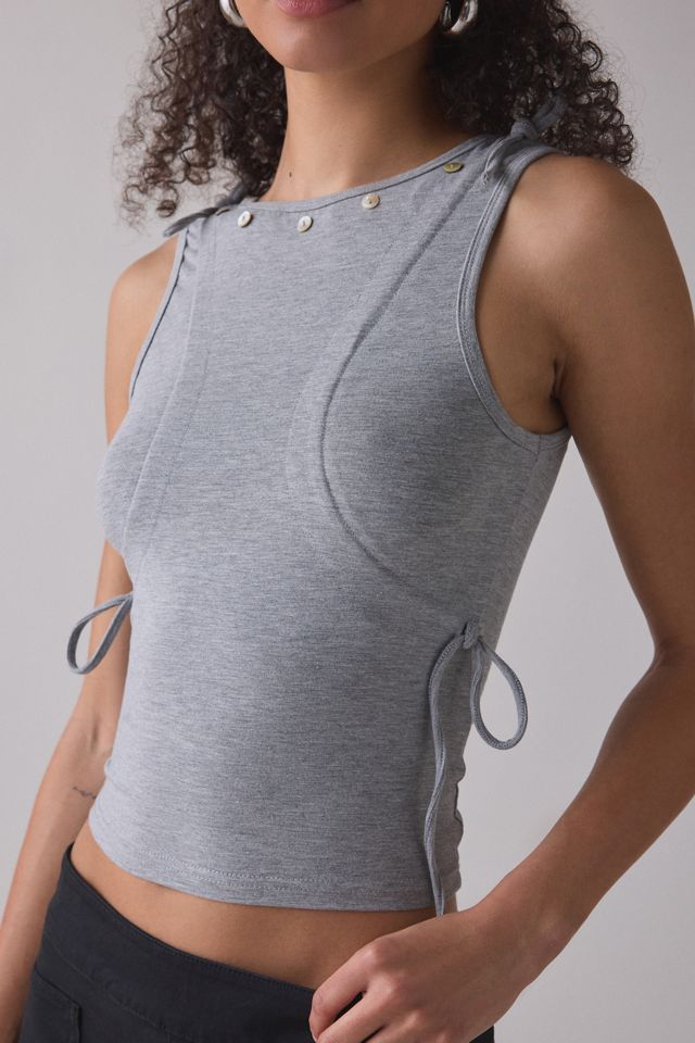 Zemeta Whisper Grey Grommet Detail Tank Top #1