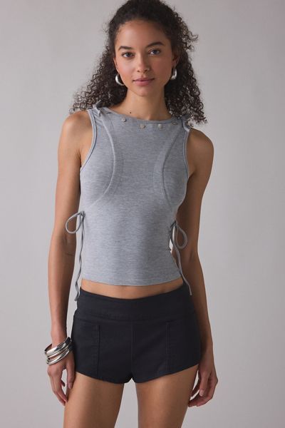 Zemeta Whisper Grey Grommet Detail Tank Top