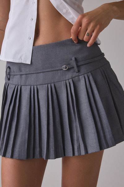 Zemeta Take Me Pleated Belted Mini Skirt