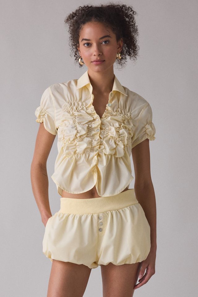 Chemise boutonnée Zemeta Honey à manches courtes froncées #3