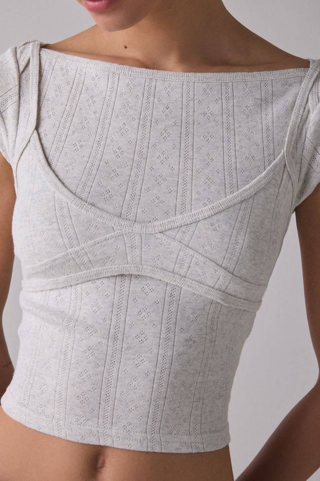 Zemeta Dusty Pointelle Layered Crop Top #1