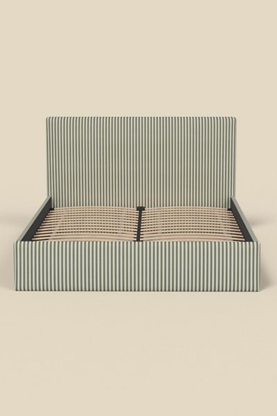 Beau Square Striped Upholstered Platform Bed