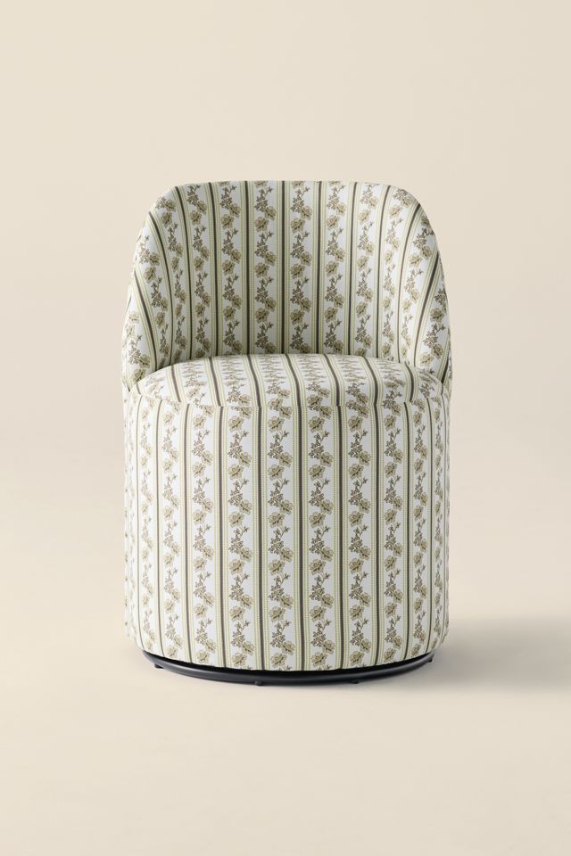 Rosie Striped Upholstered Swivel Vanity Chair #1