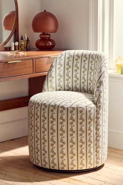 Rosie Striped Upholstered Swivel Vanity Chair