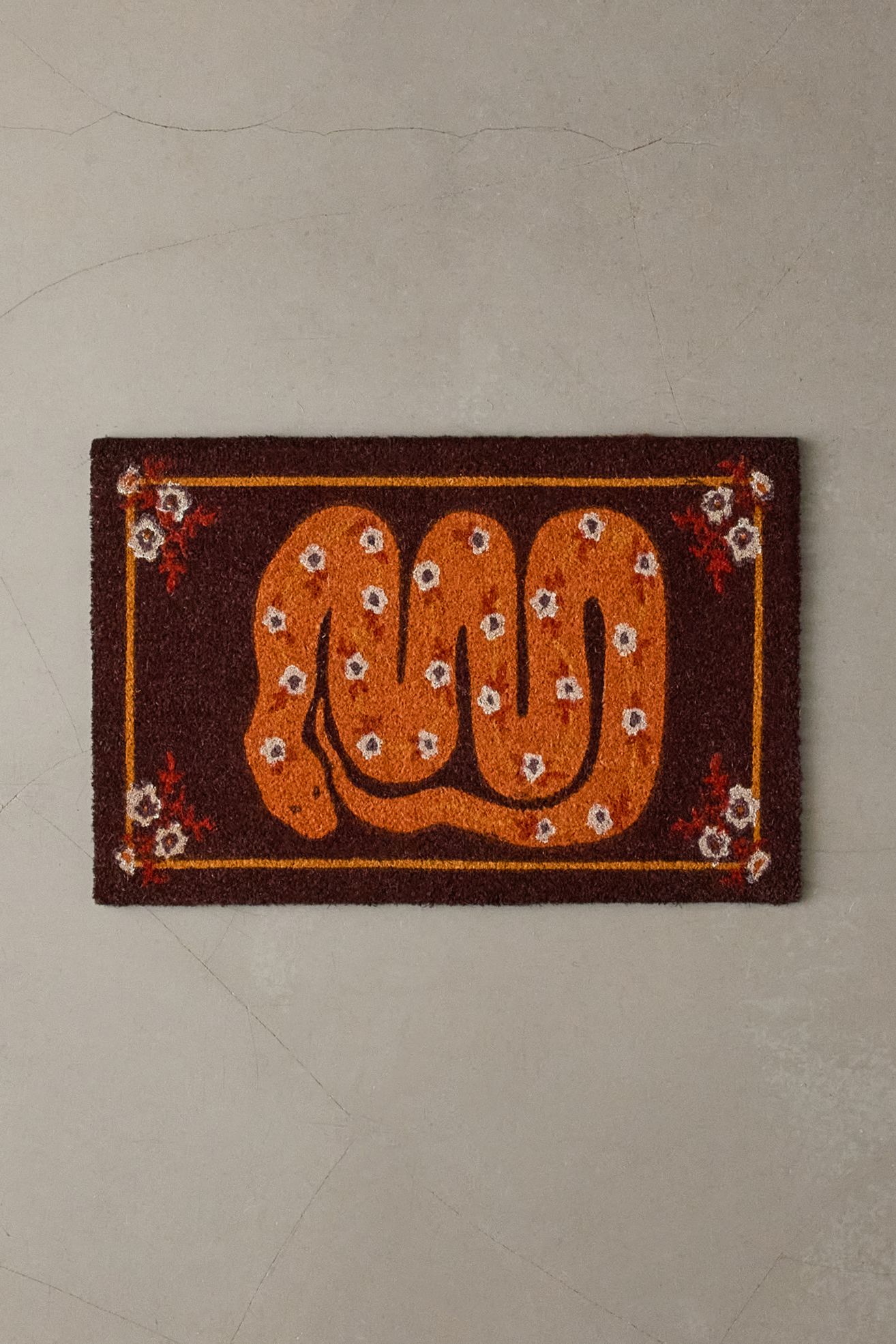 Flowering Snake Printed Coir Doormat - Brown, 20X30