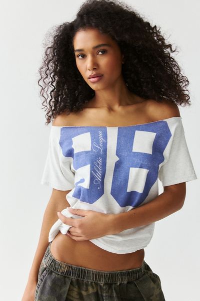 T-shirt surdimensionné à épaules dénudées avec graphique Varsity 98 BDG