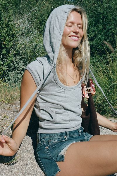 Out From Under Spring Breakers Short Sleeve Cropped Hoodie Sweatshirt