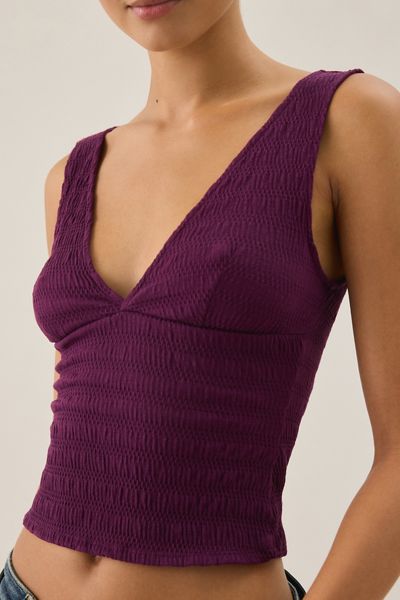 UO Alanis Ruched Plunging V-Neck Tank Top