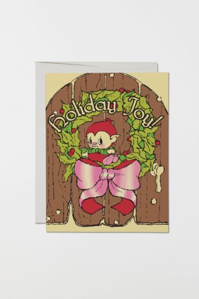Red Cap Holiday Elf Card