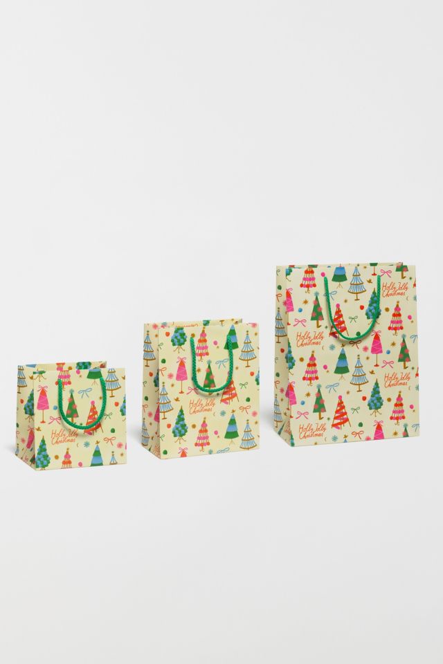Red Cap Holly Jolly Trees Gift Bag #1